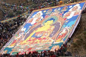 thangka bathed in sun lhasa